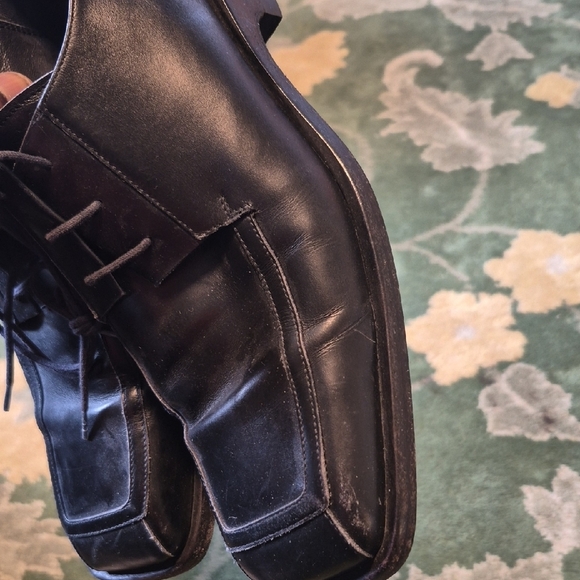 Cesare Paciotti Black Leather Lace-Up Square-Toe Oxfords main image 13